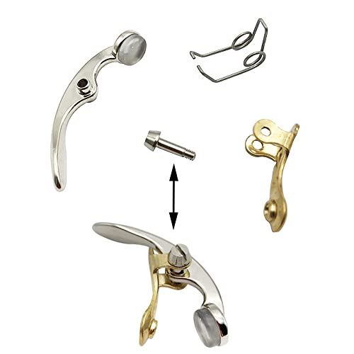 1Set Trumpet Repair Kit Trumpet Valve Finger Buttons Connecting Rods Valve Caps Piston Guides Spring Felt Washer Water Key Spit Valve Replacement 40Pcs, Silver