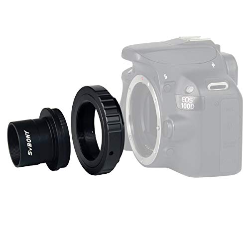 SVBONY T2 T Ring Adapter and T Adapter, Compatible for Canon EOS Standard EF Lenses Bundle with 2X Barlow Lens 1.25 inch with M42 Thread and Universal Telescope Phone Mount