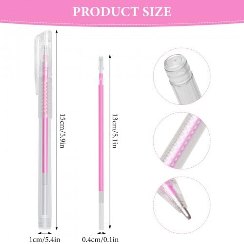 Pack of 2 Skin Markers, Surgical Skin Marker, Permanent Make Up Pen, Tattoo Piercing Positioning Pen, Eyebrow Pen, with 3 Refills, for Eyebrows, Lips, Body Art (Pink)
