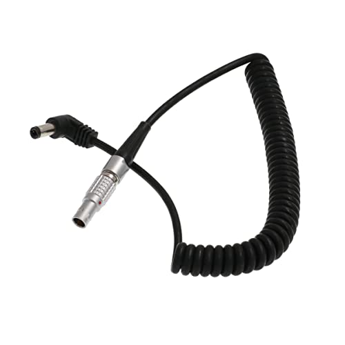 12V DC Barrel to 0B 2 Pin Coiled Power Cable for ARRI Alexa Camera, Teradek Bond, Preston MDR4, FEELWORLD F7 Pro Monitor, Z Cam E2 S6 Camera Coiled Coiled 45cm S 2-pin to R DC 2.5