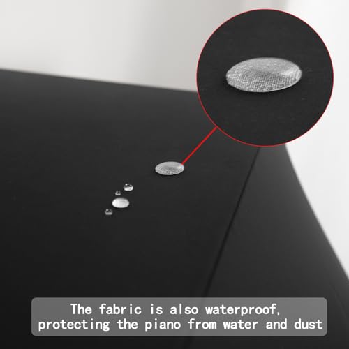 Waterproof Dustproof Elastic Piano Cover - Minimalist All-Black Design - Universal Fit for All Upright Pianos - Stretch Fabric, Easy Instal