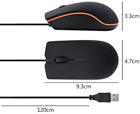 Wired Mouse, USB Wired Computer Mouse for Right or Left Hand, Ergonomic Computer Mouse with Durable Clicks for PC, Computer, Laptop, Desktop, Chromebook, Notebook, Mac (Black)