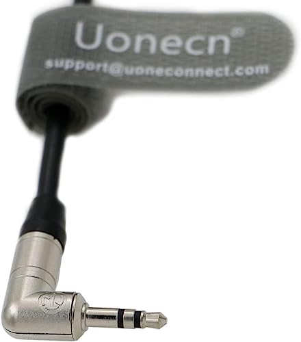 Uonecn Timecode Cable DIN 1.0/2.3 to 3.5mm TRS 90 Degree Time Code Cord for Canon R5C Tentacle Sync Easy-plug DIN to RightAngle 3.5mm