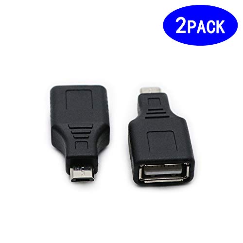 2 Pack USB 2.0 Micro USB Male to Type A Female OTG Adapter Connector Converter Coupler