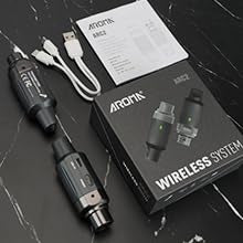 AROMA Wireless XLR Transmitter Receiver, UHF Wireless Microphone Audio System for Dynamic Mics PA Mixer