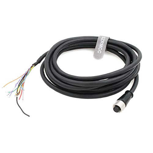 SZRMCC Flying Lead Cable M12 A-Code 12 Pin Female to Open Actuator Cable for Cognex in-Sight 3800 Checker 201/202 DS1000 Series DM300 Sick DOL Sensor Vision (8m) Straight 12pin Female 8m
