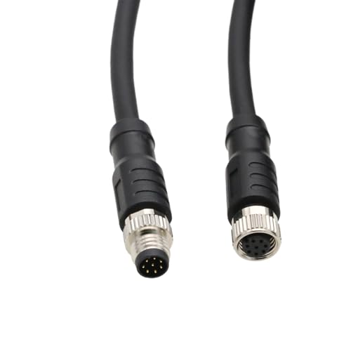M8 8 pin Female Male Cable for Cognex Lucid Baumer CX Machine Vision Industrial Camera Sensor Automation Control I/O, A Coding, Shielded, 12-24V, 2m M8 8 pin female to male