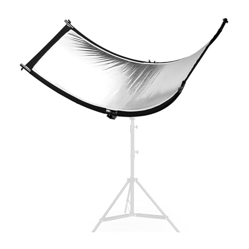 Clamshell Light Reflector Diffuser with Carrying Bag, 40"x20"/100x50cm Photography Arclight Curved Lighting Reflector for Photo Video Studio Outdoor Shooting, Black,White,Gold,Silver (40"x20") 40"x20"