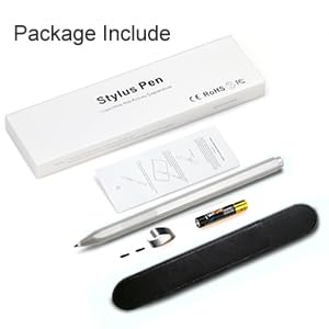 Surface Stylus Pen for Microsoft Surface Pro 11/X/9/8/7/6/5/4/3, Surface Go 4/3/2, Surface Laptop/Studio/Book Series, Pen with Level 1024 Pressure, Eraser & Right-Click, Palm Rejection (Silver) Silver