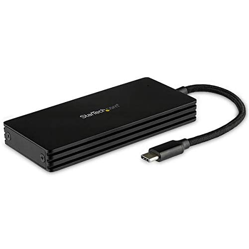 StarTech M.2 SATA SSD Enclosure, USB-C 3.1 Gen 2, Portable (SM21BMU31CI3) | External M.2 SATA NGFF, USB 3.2 Gen 2 10Gbps, Full SATA III, I/II backward, B-Key/B+M-Key, Integrated USB-C