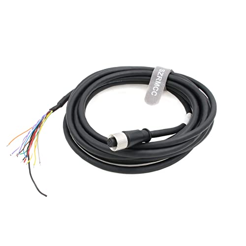 SZRMCC Flying Lead Cable M12 A-Code 12 Pin Female to Open Actuator Cable for Cognex in-Sight 3800 Checker 201/202 DS1000 Series DM300 Sick DOL Sensor Vision (8m) Straight 12pin Female 8m