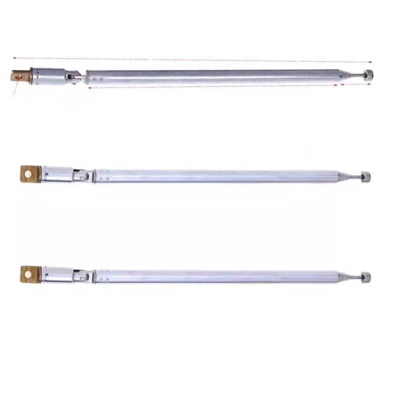 AM FM Radio Universal Antenna,64cm 25" Length 4-Sections Stainless Steel Radio Antenna for AM FM Radio Receiver TV and More 2pcs Silver. 4T-64-2pcs