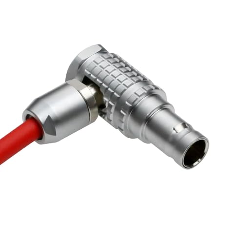 Alvin's Cables Right Angle 2 Pin Male to D-Tap Power Coiled Cable for Teradek SmallHD Z-CAM Blackmagic Pyxis, Ultra Soft Coiled Cable Ultra soft Red