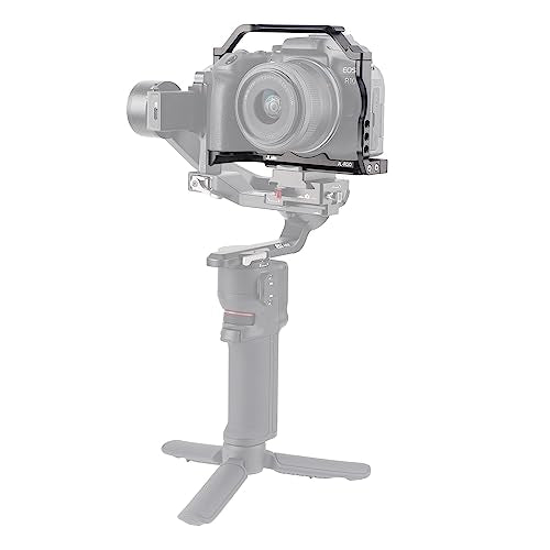 FocusFoto Camera Cage for Canon EOS R10 Mirrorless Camera, Aluminium Video Rig with NATO Rail, Cold Shoe, 1/4" Screw Mouting, 3/8"-16 Locating Pins for Arri Grip, Quick Release Plate for Arca Tripod