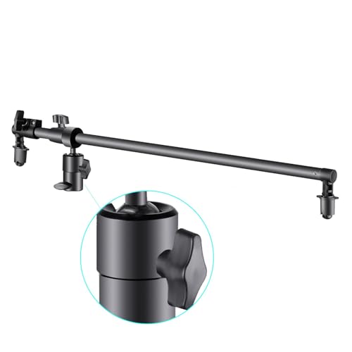 Extendable Reflector Holder Arm, Photo Telescopic 27.9" to 47.2" Boom Arm 360° Swivel Reflector Bracket for Product Portrait Studio Outdoor Photography