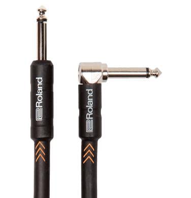 Roland Black Series 15ft / 4.5m Instrument Cable,Angled/Straight 1/4" jack - RIC-B15A