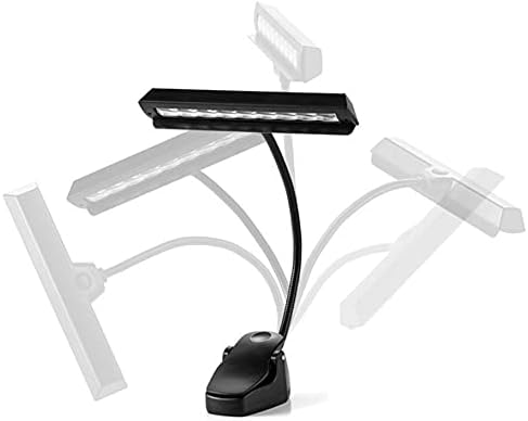 Vshinic Clip on Music Light Stand 9 LED Orchestra Lamp Piano Light,Fully Adjustable No Flicker For Book Reading, Mixing Table, DJ, Craft Work, Travel and More (Powered by AA Batteries, AC Adapter)