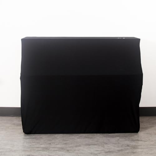 Waterproof Dustproof Elastic Piano Cover - Minimalist All-Black Design - Universal Fit for All Upright Pianos - Stretch Fabric, Easy Instal