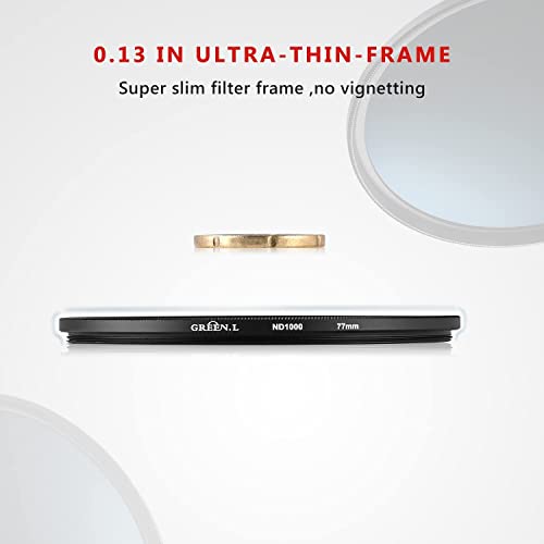 GREEN.L 67mm ND1000 Filter, Slim 10-Stop Fixed Neutral Density 67mm ND Filter for Long Exposure Photography