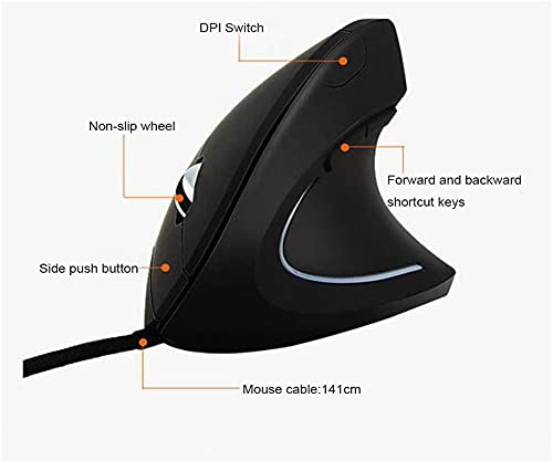 Sokelinn-six Wired Vertical Mouse,800/1200/2000/3200 Adjustable DPI High Sensitivity Ergonomic USB Mouse for Computers and Laptops