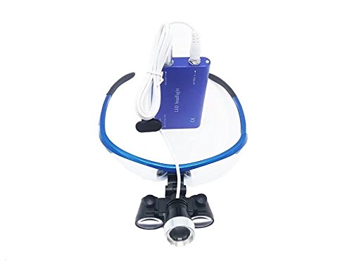 BoNew 2.5x420mm Portable Surgical Binoculars Magnifier Optical Glass + 3W LED Headlight Blue