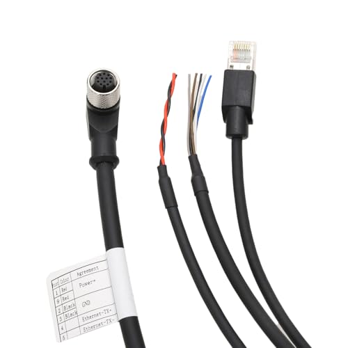 M12 12-pin Power Network Ethernet Data Cable for DJI Livox Mid-360 LiDAR Sensor to Computer Debug, Right Angle to RJ45 Flying Leads, 1m 1 m 1-to-3 splitter cable with angled M12 12-pin