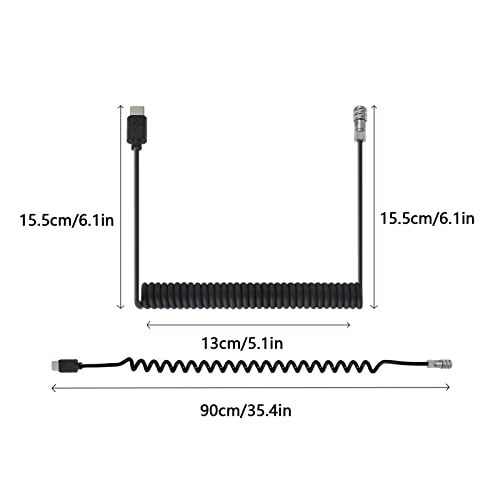 Alvin's Cables BMPCC 4K 6K Trigger Power Cable USB C Type-C PD to Weipu SF61B/S2 2 Pin Coiled Cable for Blackmagic Pocket Cinema Camera