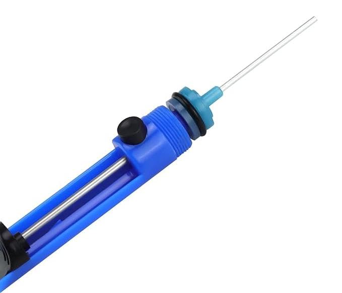 Soldering Pump, Desoldering Pump Set, Desoldering Suction Pump, Desoldering Valve Pump Made of Aluminium Alloy, High Temperature Resistant Silicone Nozzle for and Soldering Suction (Colour: 19 x 1.96 Blue