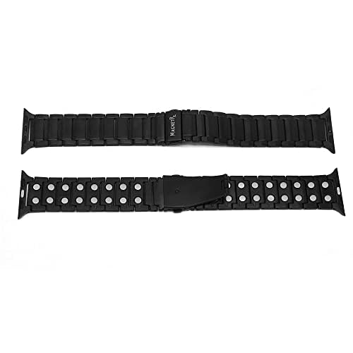 MagnetRX® Magnetic Band Compatible with Apple Watch - 316L Stainless Steel Ultra Strength Magnet Watch Band Compatible for Apple watch Series 9/8/7/6/5/4/3/SE (42mm/44mm/45mm, Black) 42mm/44mm/45mm