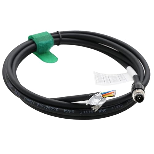 M8 8-pin Power Input Output Data Cable for Cognex Area Scan CIC, Lucid Vision Triton Atlas10, Industrial Camera GigE, Male A Coding, Shielded, 10m M8 8 pin male to open