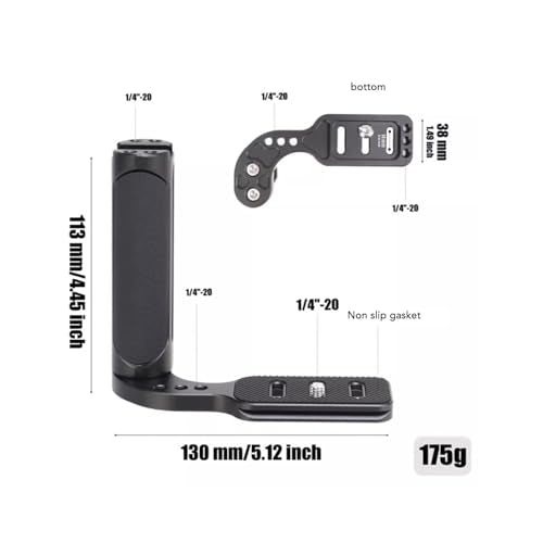 Camera Universal Side Handle Grip, Cold Shoe Mount, Ergonomic Design for DSLR and Mirrorless Cameras