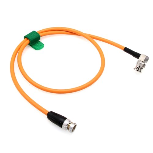 12G 6G SDI Video Cable 4K 60P 3840 4096 x2160p for Komodo Sony FX9 FX6 C500 Mark II Atomos Ninja V Camera Monitor, BNC to Right Angle BNC 75 ohm Coaxial Canare 1M Orange