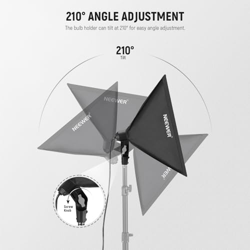 NEEWER 16x16in/40x40cm Softbox with E26 Porcelain Socket/Power Cord/White Diffuser/Stand Adapter, Durable Nylon Softbox Lighting Modifier for Studio Photography Lighting, SF4040 (US Plug) 40X40cm