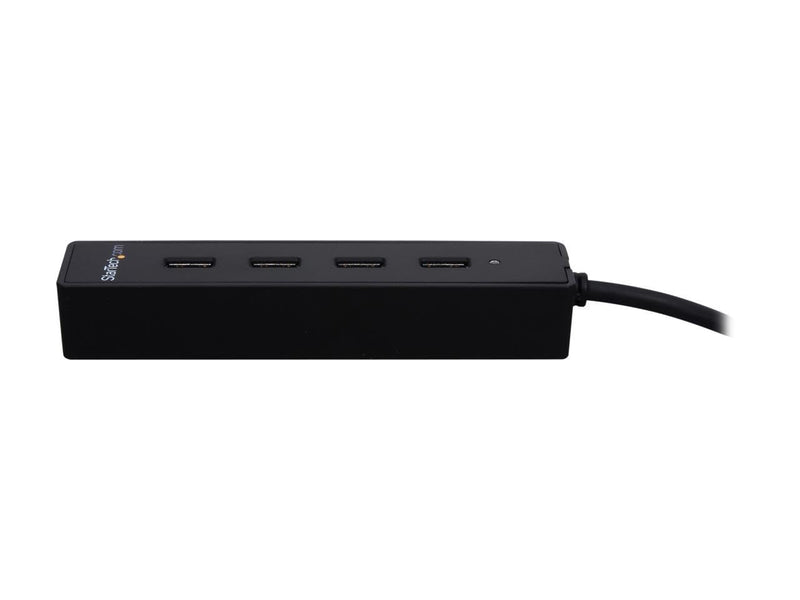 StarTech 4-Port USB 3.0 Hub 5Gbps with Built-in Cable (ST4300PBU3) | SuperSpeed laptop hub, Portable splitter, Mini-USB hub, Built-in cable, Flexible desk placement, Backward compatible Black 4 x SuperSpeed USB-A with Built in Cable
