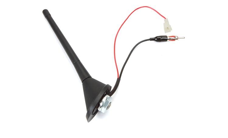 Metra 44-UA46 Amplified Electronic Roof Mount Antenna | Boosts weak station reception, universal fit replacement mast, chrome finish base, wired signal booster for clearer sound Standard Packaging