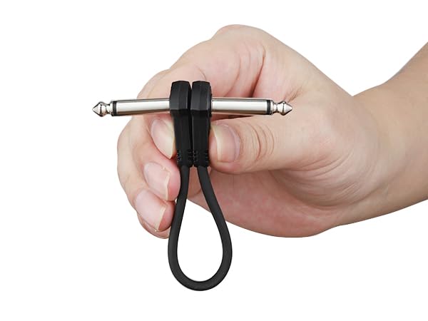 18 Inch Guitar Patch Cables, 45 cm Black Guitar Pedal Cable Effect Cable Cord, 1/4" inch TS Low Profile Right Angle Patch Cable for Guitar Effect Pedal 45CM C-style