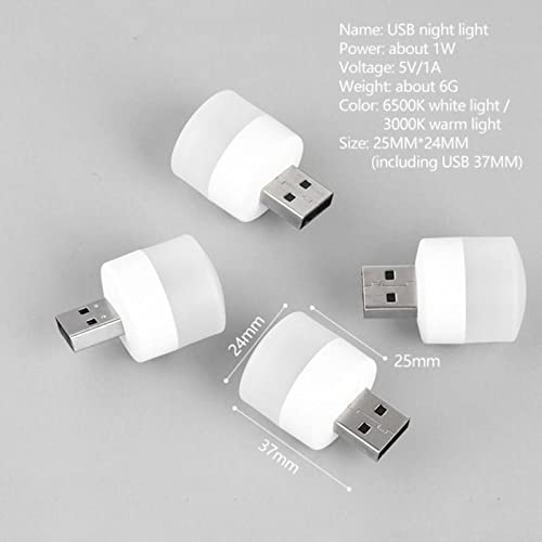 Linwnil USB Plug Lamp Computer Mobile Power Charging USB Small Book Lamps LED Eye Protection Reading Light Small Round Light Night Light(4 Warm Light) 4 Warm Light