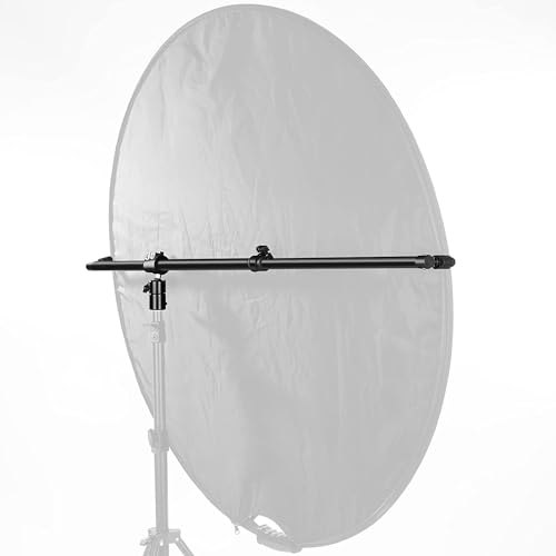 Extendable Reflector Holder Arm, Photo Telescopic 27.9" to 47.2" Boom Arm 360° Swivel Reflector Bracket for Product Portrait Studio Outdoor Photography