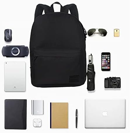 SUPACOOL Lightweight Casual Laptop Backpack with USB Charging Port For for Men and Women, Daily use backpack, Backpack for College (Full Black) Full Black