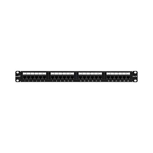 Navepoint 24-Port Cat5E UTP Unshielded Patch Panel for 19-Inch Wallmount Or Rackmount Ethernet Network 1U Black