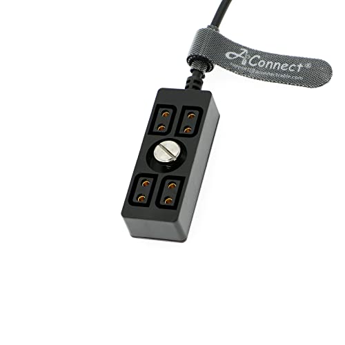 D-Tap Male to 4 D-Tap Female Splitter Hub Power Cable for V-Mount Camera Battery, Monitor, Black, 40CM/15.74Inches