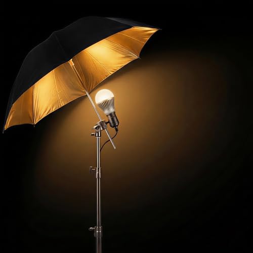 [2 Pack] 33in Black Gold Photography Flash Umbrella black/gold