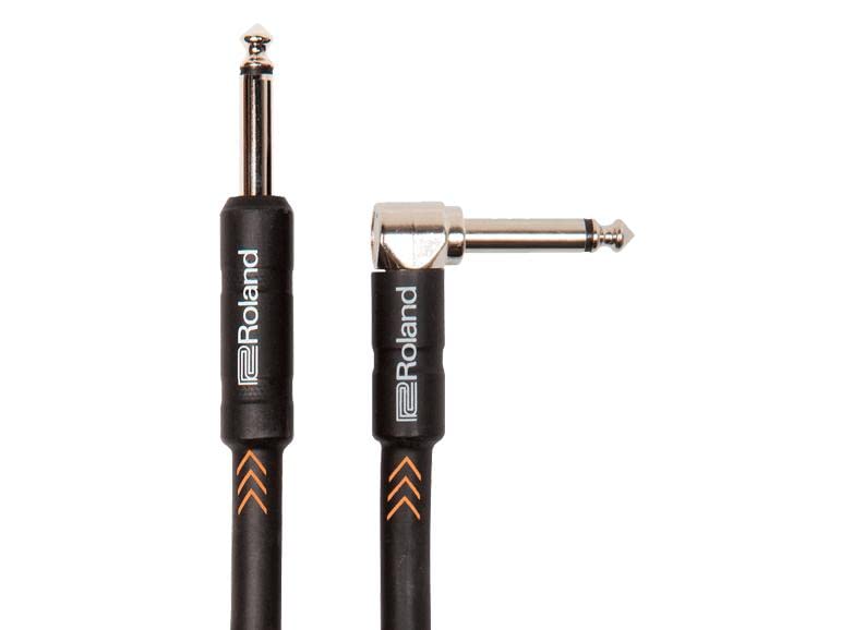 Roland Black Series 15ft / 4.5m Instrument Cable,Angled/Straight 1/4" jack - RIC-B15A