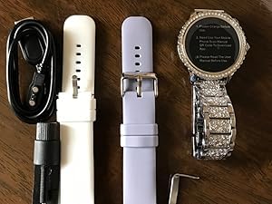 Smart Watch for Women with Diamonds (Answer/Make Call),1.32''Full Screen Smart Watch for Android /iOS,Fitness Tracker with Heart Rate/Blood Oxygen/Sleep Monitor/AI Voice Watches for Women,3 Straps Silver