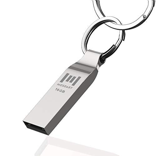 MOSDART 16GB Metal USB 2.0 Flash Drive 10 Pack Bulk Waterproof 16G Thumb Drive Jump Drive Pen Drive Memory Stick with Keychain,Silvery 10Pack 16GB-Silver