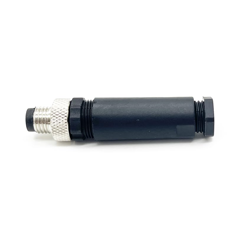 Pack of 5 M8 3-pin plug round connectors, on-site mounted with 8 mm wired sensor, industrial round plug IP67 unshielded code straight plug 60 V 4 A M8 Männlicher
