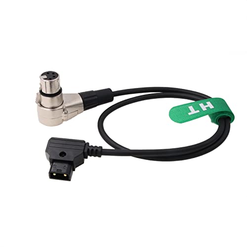 Elbow XLR 4 Pin Female D-tap Coiled Power Cable for Blackmagic URSA Mini Pro, SmallHD 1703 2400 Monitor, Sony F3 F5 Venice, Canon C300 MKIII C700 24"