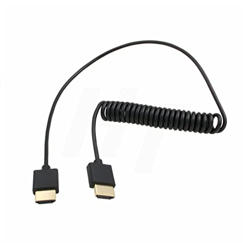 HDMI 8K 4K 60fps Cable Coiled 50cm for Sony A9 Canon C500 Panasonic GH5 Nikon Camera Atomos Ninja V SmallHD Blackmagic Monitor Type A HDMI 2.1 Thin Flexible Straight HDMI