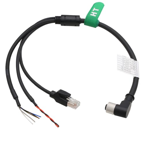 M12 12-pin Power Network Ethernet Data Cable for DJI Livox Mid-360 LiDAR Sensor to Computer Debug, Right Angle to RJ45 Flying Leads, 1m 1 m 1-to-3 splitter cable with angled M12 12-pin