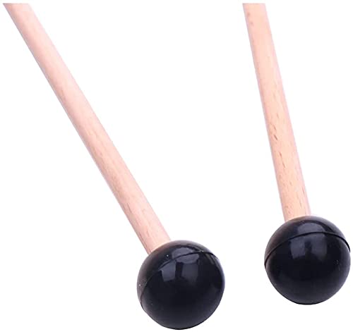 2Pcs 7.28" Long Rubber Head Percussion Mallets Sticks for Xylophone, Glockenspiel, Marimba, Woodblock, Bell Black